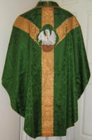 Green Gothic Chasuble traditional, silk damask GL004